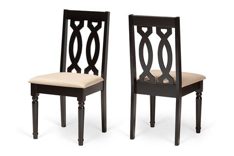 Baxton Studio Cherese Modern and Contemporary Sand Fabric Upholstered and Dark Brown Finished Wood 2-Piece Dining Chair Set