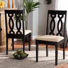 Baxton Studio Cherese Modern and Contemporary Sand Fabric Upholstered and Dark Brown Finished Wood 2-Piece Dining Chair Set