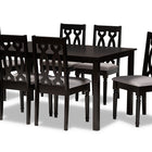 Baxton Studio Cherese Modern and Contemporary Grey Fabric Upholstered and Dark Brown Finished Wood 7-Piece Dining Set