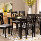 Baxton Studio Cherese Modern and Contemporary Grey Fabric Upholstered and Dark Brown Finished Wood 7-Piece Dining Set