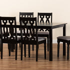 Baxton Studio Cherese Modern and Contemporary Grey Fabric Upholstered and Dark Brown Finished Wood 7-Piece Dining Set