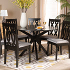 Baxton Studio Callie Modern and Contemporary Grey Fabric Upholstered and Dark Brown Finished Wood 7-Piece Dining Set