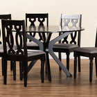 Baxton Studio Callie Modern and Contemporary Grey Fabric Upholstered and Dark Brown Finished Wood 7-Piece Dining Set