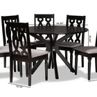 Baxton Studio Callie Modern and Contemporary Grey Fabric Upholstered and Dark Brown Finished Wood 7-Piece Dining Set