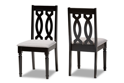Baxton Studio Cherese Modern and Contemporary Grey Fabric Upholstered and Dark Brown Finished Wood 2-Piece Dining Chair Set