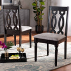 Baxton Studio Cherese Modern and Contemporary Grey Fabric Upholstered and Dark Brown Finished Wood 2-Piece Dining Chair Set