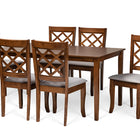 Baxton Studio Verner Modern and Contemporary Grey Fabric Upholstered and Walnut Brown Finished Wood 7-Piece Dining Set