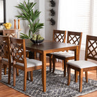 Baxton Studio Verner Modern and Contemporary Grey Fabric Upholstered and Walnut Brown Finished Wood 7-Piece Dining Set