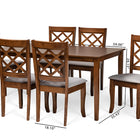 Baxton Studio Verner Modern and Contemporary Grey Fabric Upholstered and Walnut Brown Finished Wood 7-Piece Dining Set