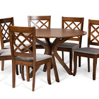 Baxton Studio Jana Modern and Contemporary Grey Fabric Upholstered and Walnut Brown Finished Wood 7-Piece Dining Set