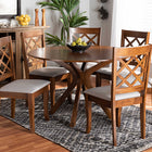 Baxton Studio Jana Modern and Contemporary Grey Fabric Upholstered and Walnut Brown Finished Wood 7-Piece Dining Set