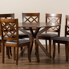 Baxton Studio Jana Modern and Contemporary Grey Fabric Upholstered and Walnut Brown Finished Wood 7-Piece Dining Set