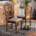 Baxton Studio Verner Modern and Contemporary Grey Fabric Upholstered Walnut Finished Wood 2-Piece Dining Chair Set