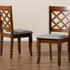 Baxton Studio Verner Modern and Contemporary Grey Fabric Upholstered Walnut Finished Wood 2-Piece Dining Chair Set