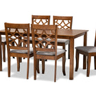 Baxton Studio Mael Modern and Contemporary Grey Fabric Upholstered and Walnut Brown Finished Wood 7-Piece Dining Set