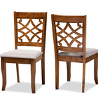 Baxton Studio Mael Modern and Contemporary Grey Fabric Upholstered and Walnut Brown Finished Wood 2-Piece Dining Chair Set