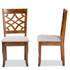 Baxton Studio Mael Modern and Contemporary Grey Fabric Upholstered and Walnut Brown Finished Wood 2-Piece Dining Chair Set