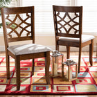 Baxton Studio Mael Modern and Contemporary Grey Fabric Upholstered and Walnut Brown Finished Wood 2-Piece Dining Chair Set