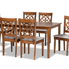 Baxton Studio Renaud Modern and Contemporary Grey Fabric Upholstered and Walnut Brown Finished Wood 7-Piece Dining Set