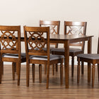Baxton Studio Renaud Modern and Contemporary Grey Fabric Upholstered and Walnut Brown Finished Wood 7-Piece Dining Set