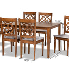 Baxton Studio Renaud Modern and Contemporary Grey Fabric Upholstered and Walnut Brown Finished Wood 7-Piece Dining Set