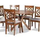 Baxton Studio Sadie Modern and Contemporary Grey Fabric Upholstered and Walnut Brown Finished Wood 7-Piece Dining Set
