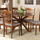 Baxton Studio Sadie Modern and Contemporary Grey Fabric Upholstered and Walnut Brown Finished Wood 7-Piece Dining Set