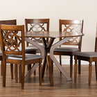 Baxton Studio Sadie Modern and Contemporary Grey Fabric Upholstered and Walnut Brown Finished Wood 7-Piece Dining Set