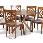 Baxton Studio Sadie Modern and Contemporary Grey Fabric Upholstered and Walnut Brown Finished Wood 7-Piece Dining Set