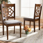 Baxton Studio Renaud Modern and Contemporary Grey Fabric Upholstered and Walnut Brown Finished Wood 2-Piece Dining Chair Set