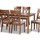 Baxton Studio Lucie Modern and Contemporary Grey Fabric Upholstered and Walnut Brown Finished Wood 7-Piece Dining Set