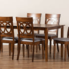Baxton Studio Lucie Modern and Contemporary Grey Fabric Upholstered and Walnut Brown Finished Wood 7-Piece Dining Set
