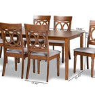 Baxton Studio Lucie Modern and Contemporary Grey Fabric Upholstered and Walnut Brown Finished Wood 7-Piece Dining Set