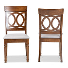 Baxton Studio Lucie Modern and Contemporary Grey Fabric Upholstered and Walnut Brown Finished Wood 2-Piece Dining Chair Set