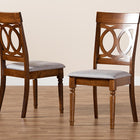 Baxton Studio Lucie Modern and Contemporary Grey Fabric Upholstered and Walnut Brown Finished Wood 2-Piece Dining Chair Set