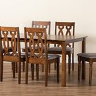 Baxton Studio Cherese Modern and Contemporary Grey Fabric Upholstered and Walnut Brown Finished Wood 7-Piece Dining Set