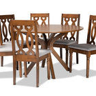 Baxton Studio Callie Modern and Contemporary Grey Fabric Upholstered and Walnut Brown Finished Wood 7-Piece Dining Set