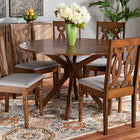 Baxton Studio Callie Modern and Contemporary Grey Fabric Upholstered and Walnut Brown Finished Wood 7-Piece Dining Set