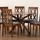 Baxton Studio Callie Modern and Contemporary Grey Fabric Upholstered and Walnut Brown Finished Wood 7-Piece Dining Set