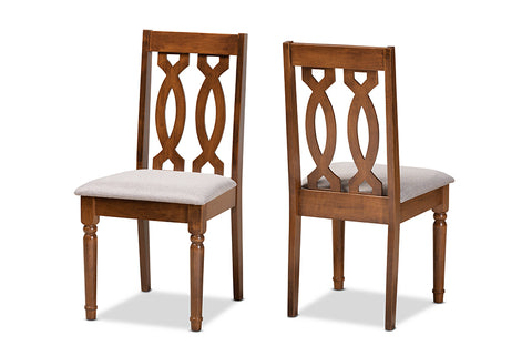Baxton Studio Cherese Modern and Contemporary Grey Fabric Upholstered and Walnut Brown Finished Wood 2-Piece Dining Chair Set