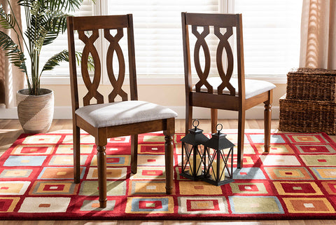 Baxton Studio Cherese Modern and Contemporary Grey Fabric Upholstered and Walnut Brown Finished Wood 2-Piece Dining Chair Set