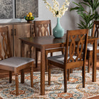 Baxton Studio Cherese Modern and Contemporary Grey Fabric Upholstered and Walnut Brown Finished 5-Piece Wood Dining Set
