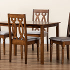Baxton Studio Cherese Modern and Contemporary Grey Fabric Upholstered and Walnut Brown Finished 5-Piece Wood Dining Set