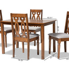 Baxton Studio Cherese Modern and Contemporary Grey Fabric Upholstered and Walnut Brown Finished 5-Piece Wood Dining Set
