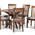 Baxton Studio Lore Modern and Contemporary Grey Fabric Upholstered and Walnut Brown Finished Wood 7-Piece Dining Set