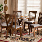 Baxton Studio Lore Modern and Contemporary Grey Fabric Upholstered and Walnut Brown Finished Wood 7-Piece Dining Set