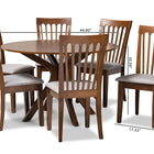Baxton Studio Lore Modern and Contemporary Grey Fabric Upholstered and Walnut Brown Finished Wood 7-Piece Dining Set