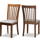 Baxton Studio Minette Modern and Contemporary Grey Fabric Upholstered Walnut Brown Finished Wood 2-Piece Dining Chair Set