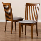 Baxton Studio Minette Modern and Contemporary Grey Fabric Upholstered Walnut Brown Finished Wood 2-Piece Dining Chair Set