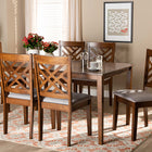 Baxton Studio Caron Modern and Contemporary Grey Fabric Upholstered and Walnut Brown Finished Wood 7-Piece Dining Set
